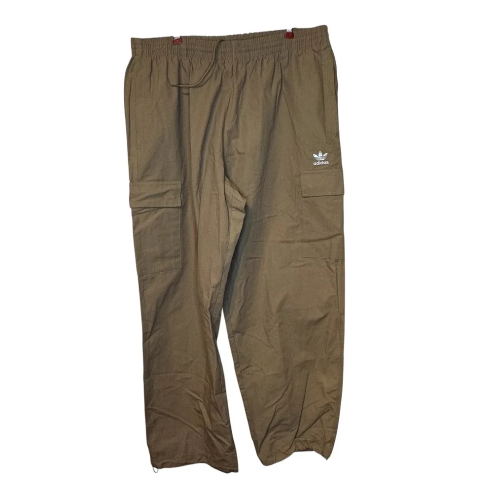 adidas Mens Pants Trefoil Essentials Woven Cargo Ripstop Cardboard Khaki XL NWT